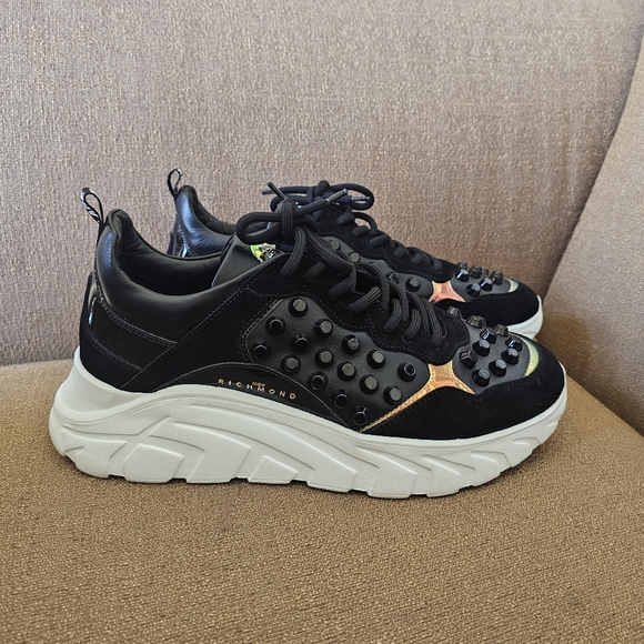 John Richmond Studded Chunky Leather Sneakers Size 10 US, EU 43 Men's NWOT - Picture 11 of 13